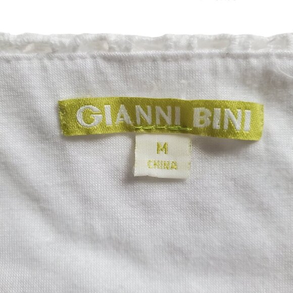 Gianni Bini White 100% Cotton Feminine Fishtail Eyelet Ruffle Hem Skirt M - Picture 8 of 13